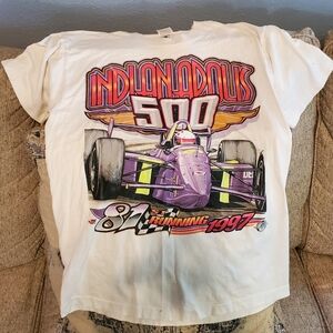 Vintage Fruit of the Loom White Indianapolis 500 T-Shirt